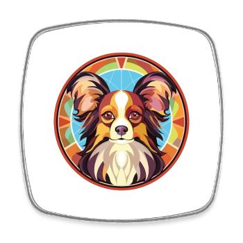 Papillon Hunderasse Aquarell Glas Illustration - Viereckiger Kühlschrankmagnet - Weiß - Vorne