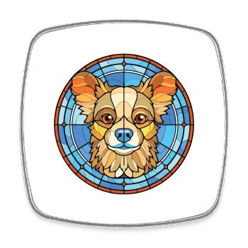Russian Toy Dog Breed Watercolor Illustration - Square fridge magnet - white - Front