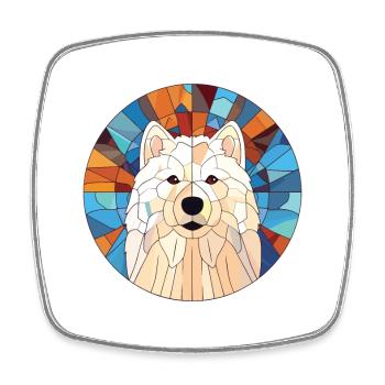 Samoyed Dog Breed Colorful Watercolor Illustration - Square fridge magnet - white - Front