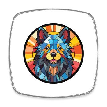 Schipperke Hunderasse Aquarell Glas Illustration - Viereckiger Kühlschrankmagnet - Weiß - Vorne