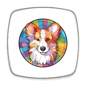 Shetland Berger chien race aquarelle colorée - Magnet carré - blanc - Devant