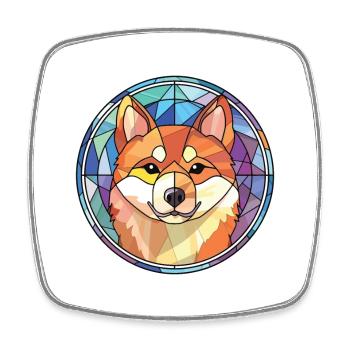 Shiba Inu race chien aquarelle verre Illustration - Magnet carré - blanc - Devant