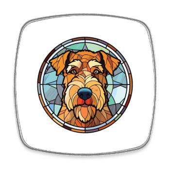 Welsh Terrier Dog Breed Watercolor Illustration - Square fridge magnet - white - Front