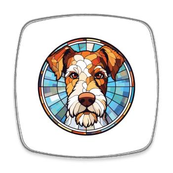 Fil Fox Terrier chien race aquarelle Illustration - Magnet carré - blanc - Devant