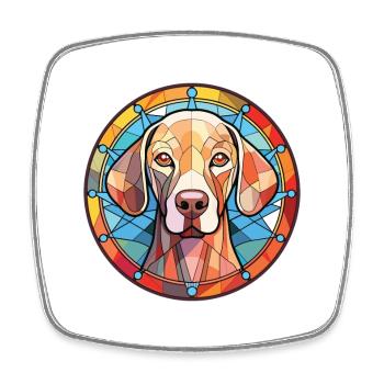 Braque de Weimar race chien aquarelle verre Illustration - Magnet carré - blanc - Devant