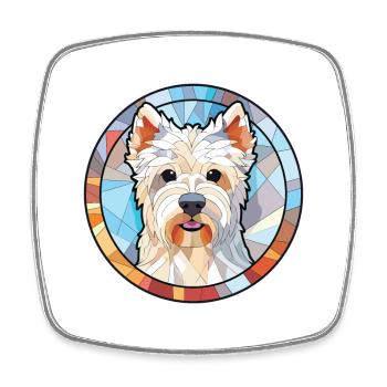 West Highland White Terrier Dog Breed Watercolor - Square fridge magnet - white - Front