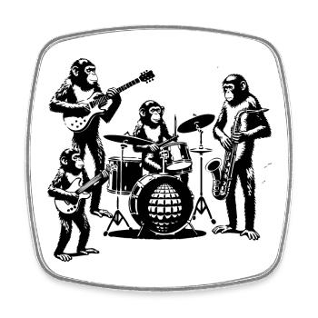 Monkey Ribbon | Chimpanzee Musicians - Square fridge magnet - white - Front