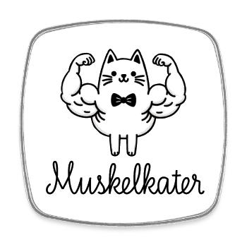 Muskelkater Lustiger Wortwitz Katzen Illustration - Viereckiger Kühlschrankmagnet - Weiß - Vorne