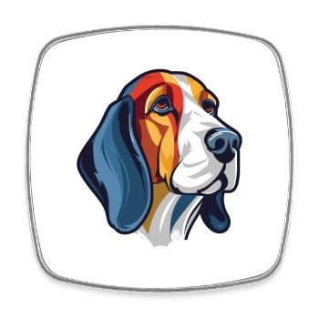 Français Tricolore chien chien race aquarelle verre - Magnet carré - blanc - Devant