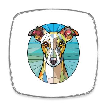 Illustration à l’aquarelle de race de chien Whippet anglais - Magnet carré - blanc - Devant