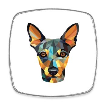 Englisch Spielzeugterrier Hunderasse buntes Aquarell - Viereckiger Kühlschrankmagnet - Weiß - Vorne