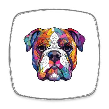 Bouledogue anglais chien race aquarelle Illustration - Magnet carré - blanc - Devant