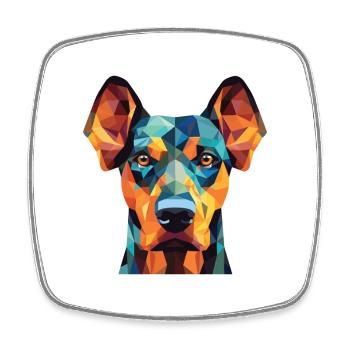 Doberman Pinscher chien race aquarelle colorée - Magnet carré - blanc - Devant