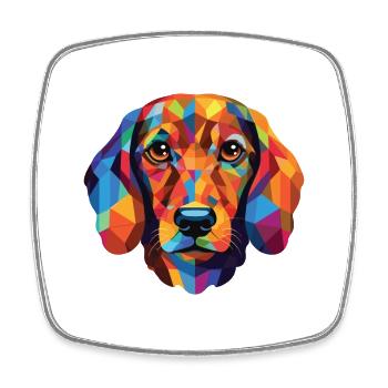 Dackel Hund Rasse Aquarell Glas Illustration - Viereckiger Kühlschrankmagnet - Weiß - Vorne
