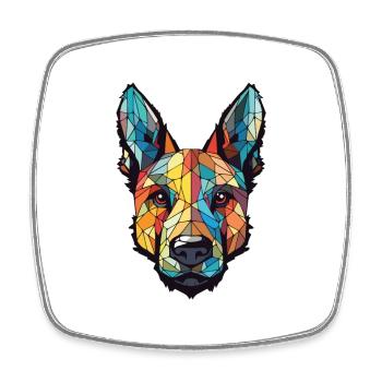 Dutch Shepherd Dog Breed Watercolor Illustration - Square fridge magnet - white - Front