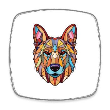Berger d’Europe de l’Est race chien aquarelle verre - Magnet carré - blanc - Devant
