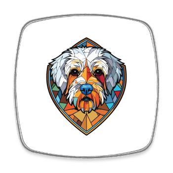 Dandie Dinmont Terrier Dog Breed Watercolor Glass - Square fridge magnet - white - Front