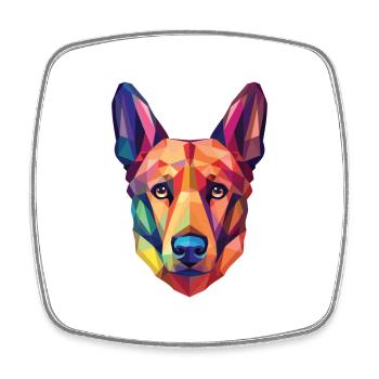 Czechoslovakian Vlcak Dog Breed Watercolor Glass - Square fridge magnet - white - Front