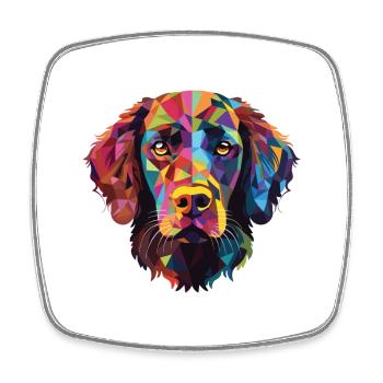 Lockig beschichtetes Retriever-Hunderassen-Aquarellglas - Viereckiger Kühlschrankmagnet - Weiß - Vorne