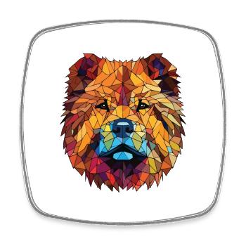 Chow Chow Hunderasse Aquarellglas Illustration - Viereckiger Kühlschrankmagnet - Weiß - Vorne