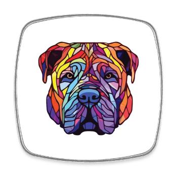 Chinesische Shar Pei Hunderasse Aquarell Illustration - Viereckiger Kühlschrankmagnet - Weiß - Vorne