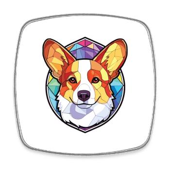 Corgi chien race coloré aquarelle illustration - Magnet carré - blanc - Devant