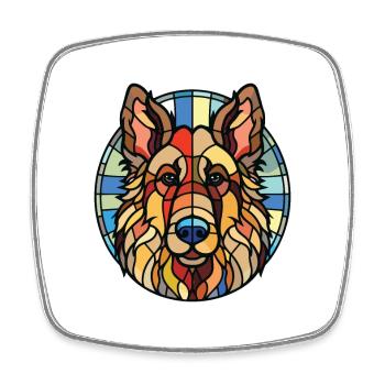 Illustration à l’aquarelle de race de chien Tervuren belge - Magnet carré - blanc - Devant