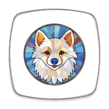 Illustration à l’aquarelle de race de chien esquimau américain - Magnet carré - blanc - Devant