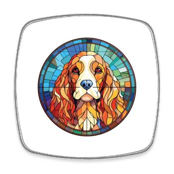 American Cocker Spaniel Hunderasse Aquarellglas - Viereckiger Kühlschrankmagnet - Weiß - Vorne