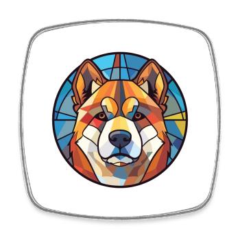 Illustration à l’aquarelle de race de chien Akita américain - Magnet carré - blanc - Devant
