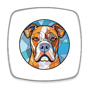 American Bulldog Dog Breed Watercolor Illustration - Square fridge magnet - white - Front