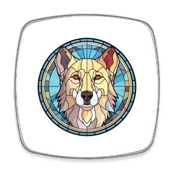 Anatolian Shephard Dog Breed Colorful Watercolor - Square fridge magnet - white - Front