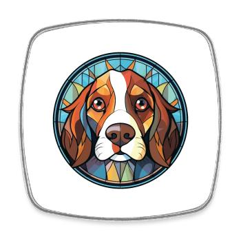 Ariegeois race chien aquarelle verre illustration - Magnet carré - blanc - Devant