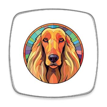Afghan Hound Dog Breed Watercolor Illustration - Square fridge magnet - white - Front