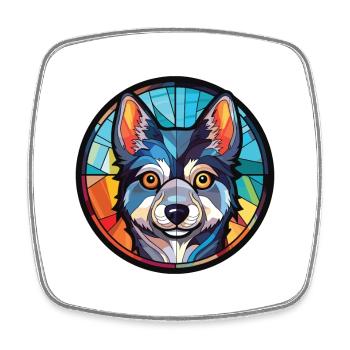 Alaskan Klee Kai Dog Breed Watercolor Illustration - Square fridge magnet - white - Front