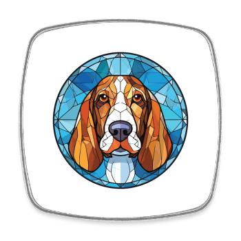 Basset Bleu De Gascogne Dog Breed Watercolor Glass - Square fridge magnet - white - Front
