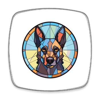Berger Belge Groenendael race de chien aquarelle - Magnet carré - blanc - Devant