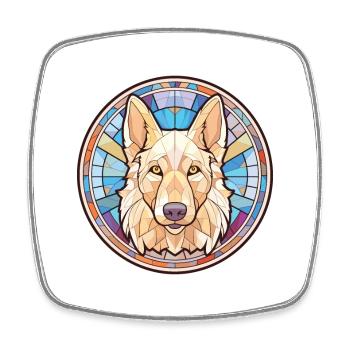 Berger Blanc Suisse Hunderasse buntes Aquarell - Viereckiger Kühlschrankmagnet - Weiß - Vorne