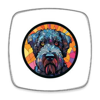 Schwarz Russischer Terrier Hunderasse Aquarellglas - Viereckiger Kühlschrankmagnet - Weiß - Vorne