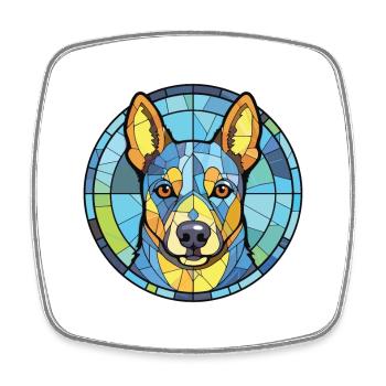 Blaue Heeler-Hunderasse Aquarell-Illustration - Viereckiger Kühlschrankmagnet - Weiß - Vorne