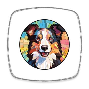 Border Collie chien race aquarelle Illustration - Magnet carré - blanc - Devant
