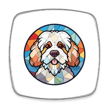 Bolognese Hunderasse Aquarell Glas Illustration - Viereckiger Kühlschrankmagnet - Weiß - Vorne