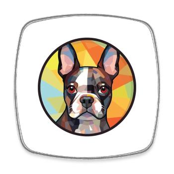 Boston Terrier chien race aquarelle Illustration - Magnet carré - blanc - Devant