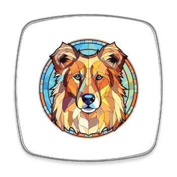 Carpathian Shepherd Dog Breed Colorful Watercolor - Square fridge magnet - white - Front