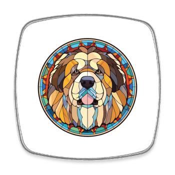 Caucasian Shepherd Dog Breed Colorful Watercolor - Square fridge magnet - white - Front