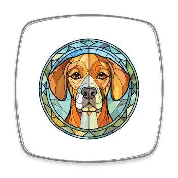 Gascon Saintongeois chien race aquarelle colorée - Magnet carré - blanc - Devant