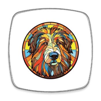 Katalanischer Schäferhund Hund Rasse Aquarell Illustration - Viereckiger Kühlschrankmagnet - Weiß - Vorne