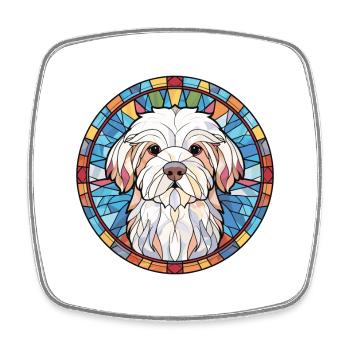 Coton De Tuléar race chien aquarelle illustration - Magnet carré - blanc - Devant