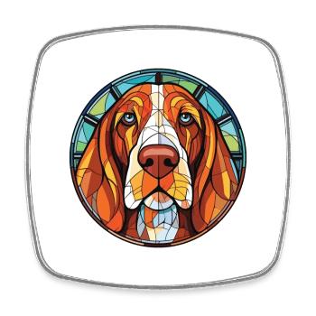 Bassett Hound chien race aquarelle Illustration - Magnet carré - blanc - Devant