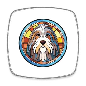 Bärtiger Collie Hund Rasse Aquarell Illustration - Viereckiger Kühlschrankmagnet - Weiß - Vorne